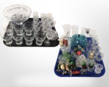 A quantity of crystal drinking glasses, tealight holder, fruit bowl, other glass wares.