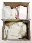 A quantity of vintage linen doilies.