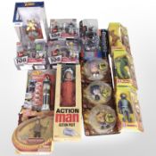 14 Mattel, Zoteki and other figurines including Action Man, X-Men, Scooby Doo, etc., boxed.