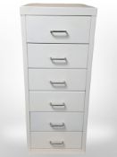 An enamelled six-drawer index chest, height 68cm.