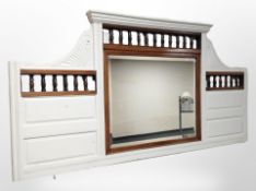 An Edwardian painted mahogany overmantle mirror, width 154cm.