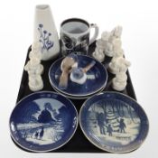 A Royal Copenhagen fajance mug with the base inset with a silver dish stamped '925',