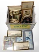 A collection of mainly gilt-framed pictures and prints, continental watercolours, etc.