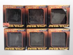 Six Star Wars Crystal Cuts laser-engraved acrylic ornaments, boxed.