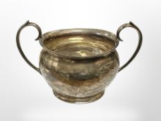 A silver twin-handled sugar basin, Sheffield marks 1923. CONDITION REPORT: 161.