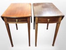 A pair of reproduction mahogany drop-leaf occasional tables.