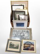 A group of pictures and prints including scenes of Newcastle, landscapes, etc.