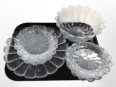 10 Scandinavian textured glass dishes/bowls.