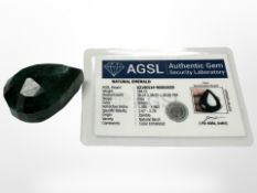 A 284 carat Zambian Natural Beryl emerald, colour enhanced,