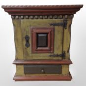 A Scandinavian painted pine wall cabinet, width 49cm.