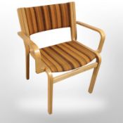 A contemporary Danish Botium laminated wood armchair designed by Rud Thygesen and Johnny Sorensen,