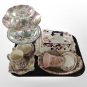 Several items of Maling lustre china, together with a Tokio Imari pattern cheese dish and cover,