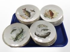 43 continental porcelain plates depicting fish.