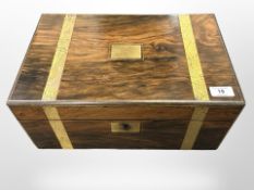 A Victorian brass-mounted writing box, width 40cm.