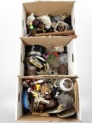 A quantity of assorted continental ceramics, glass, metal wares, lamp bases, etc.