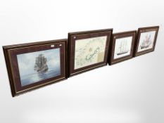 Lewis W Thomson : Study of a tall ship, watercolour, 48cm x 39cm,