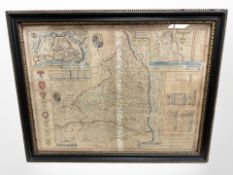 John Speede (English, 1552-1629) Northumberland, showing a plan of the city of Newcastle,