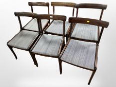 A contemporary Danish set of six teak dining chairs designed by Ole Wanscher.