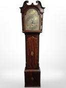 A 19th-century mahogany and satinwood-inlaid longcase clock with later brass dial signed 'William