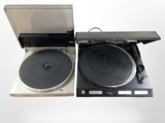 A Technics SL3 automatic turntable system, and a Denon DP-15F fully automatic turntable system.