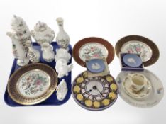 A group of Aynsley Pembroke porcelain vases, collector's plates including Royal Doulton Bunnykins,