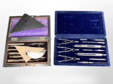 A Victorian cased draughtsman's set, together with a further 20th-century precision instrument set.