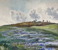 Kai Hargensen : Flowers on a hillside, oil on canvas, 69cm x 59cm.