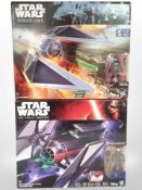 Two Hasbro Disney Star Wars figures, Tie Striker and Tie Fighter, boxed.