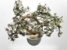 An oriental hardstone bonsai tree in pot, height 31cm.