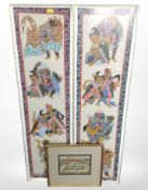 Indian school (Early-20th century) : Figures seated in a garden, gouache on panel, 13cm x 17cm,