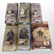 Six Toy Biz Lord of the Rings and The Hobbit figurines, boxed.