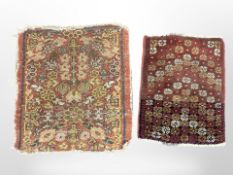 Two early-20th century Iranian rugs, largest 65cm x 58cm.