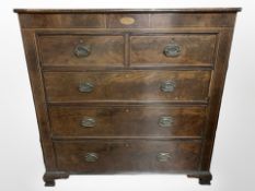 A George III mahogany and satinwood-inlaid chest of five drawers,