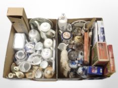 A collection of ceramics including Delft blue and white pieces, tea china,