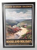 A reproduction North Eastern Railways poster, 107cm x 78cm.
