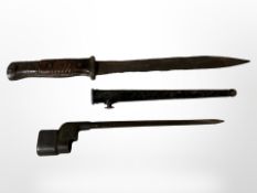 A Second World War German K98 Mauser bayonet. in excavated condition, together with a British No.