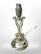 An Edwardian brass ship's gimble lamp, height 31cm (either a desk lamp or can be mounted on a wall).