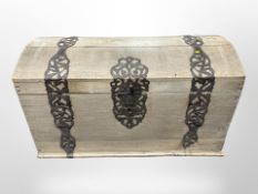 A 19th-century Scandinavian oak and wrought-iron-bound dome-topped chest,