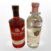 Two x 70cl bottles Whitley Neil Raspberry Gin and Marks & Spencer pink grapefruit gin