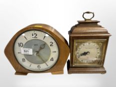 A Smiths walnut-cased mantel clock,