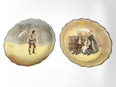 Two Royal Doulton bowls, Bobbie Burns and Orlando, diameter 24cm.