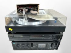 A Sherwood compact disc player CD-3030R, a Sansui synthesizer receiver R-610L,