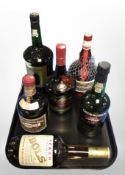 Six various bottles of alcohol to include Tawny Port, Cockburn's Fine Ruby Port, Tia Maria, etc.