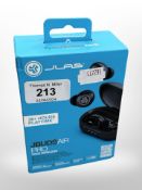 A pair of Jlab Air Pro wireless ear buds