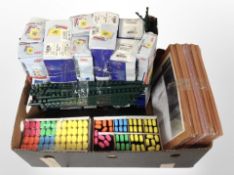 A quantity of marker pens, A4 binding combs, document files.