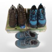 Three pairs of lady's Karrimor outdoor walking shoes, size 7.