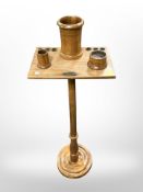 A turned beech smoking stand, height 82cm.