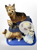 A group of ceramics including Capstan pottery figure of a dog, two further dog ornaments,