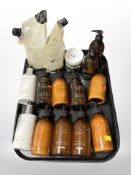 A quantity of cosmetic lotions and hand washes.