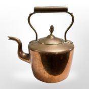 A Victorian copper kettle, height 27cm.